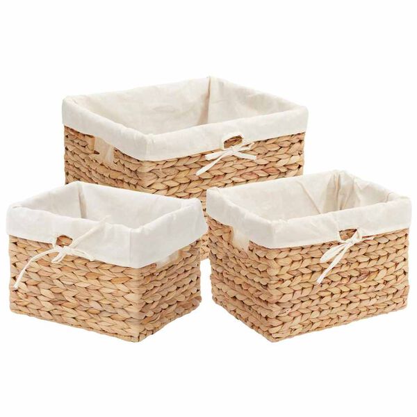 vidaXL Cesti per Stoccaggio 3 pcs Naturale 35 x 30 x 25 cm