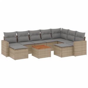 vidaXL Set Divano da Giardino 10 pz con Cuscini Beige in Polyrattan