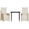 vidaXL Set da Pranzo da Giardino 3 pz con Cuscini Beige in Polyrattan