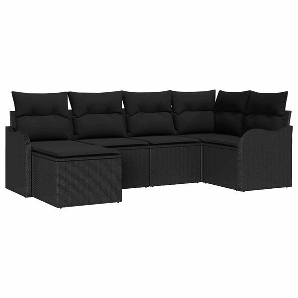 vidaXL Set Divano da Giardino 6 pcs Nero polyrattan