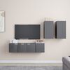 vidaXL Set Mobili TV 4 pz Grigio Lucido in Legno Multistrato