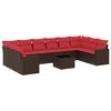 vidaXL Set Divani da Giardino 11 pz con Cuscini Polyrattan Marrone