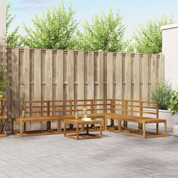 vidaXL Set di divani 7 Pezzo Naturale Legno di Acacia Massello