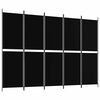 vidaXL Divisorio a 5 Pannelli Nero 250x180 cm in Tessuto