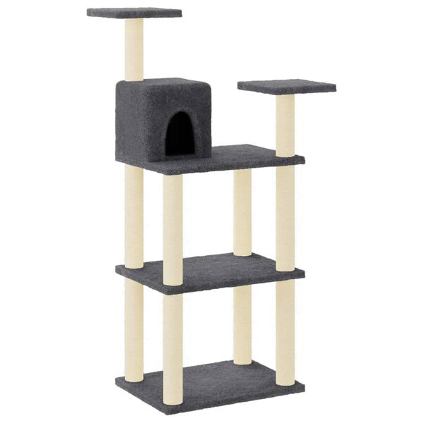 vidaXL Albero per Gatti con Tiragraffi in Sisal Grigio Scuro 118,5 cm