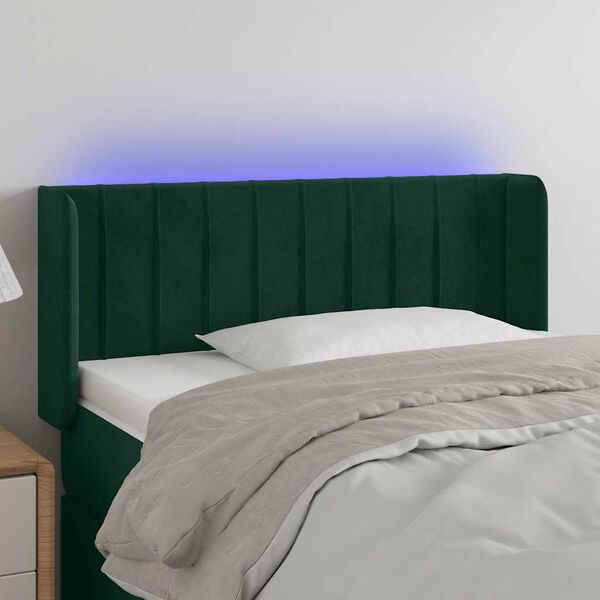 vidaXL Testiera a LED Verde Scuro 83x16x78/88 cm in Velluto