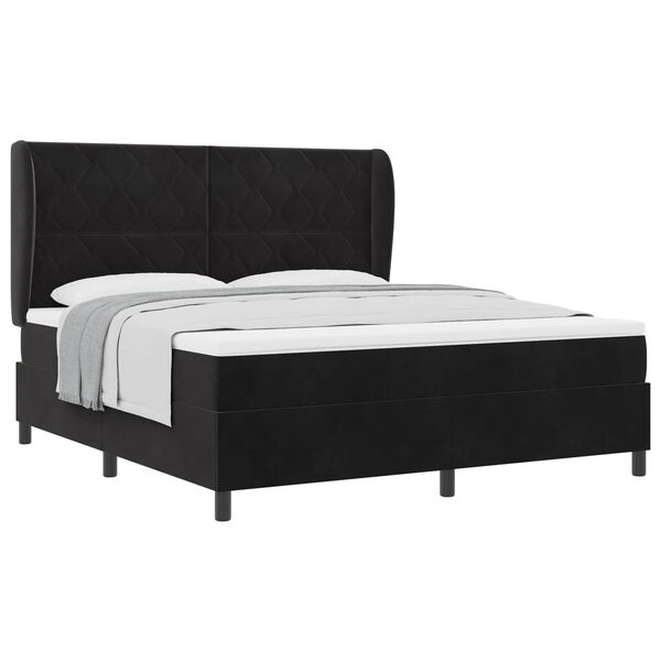 vidaXL Letto a molle con materasso Nero 200 x 180 cm Poliestere