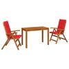 vidaXL Set da pranzo da giardino 3 pezzi Naturale