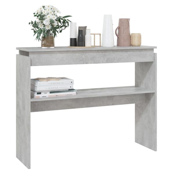 vidaXL Tavolino Consolle Grigio Cemento 102x30x80cm Legno Multistrato