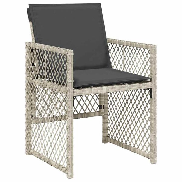 vidaXL Set Pranzo da Giardino 9pz con Cuscini Grigio Chiaro Polyrattan