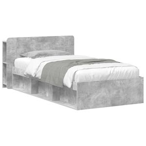vidaXL Telaio del letto con storage Grigio Cemento 75 x 190 cm