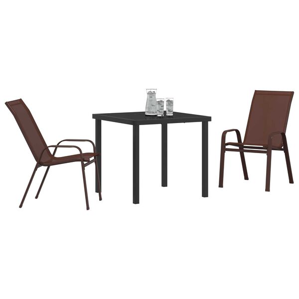 vidaXL Set da Pranzo per Giardino 3 pcs Marrone e Nero