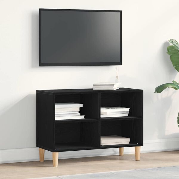 vidaXL Mobile TV Rovere Nero 69,5 x 30 x 50 cm Legno multistrato
