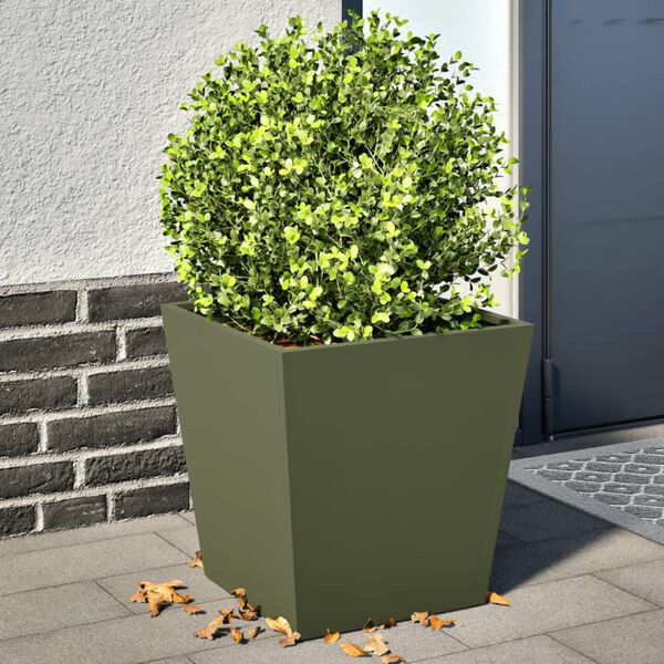 vidaXL Fioriere da Giardino 2 pz Verde Oliva 40x40x40 cm in Acciaio