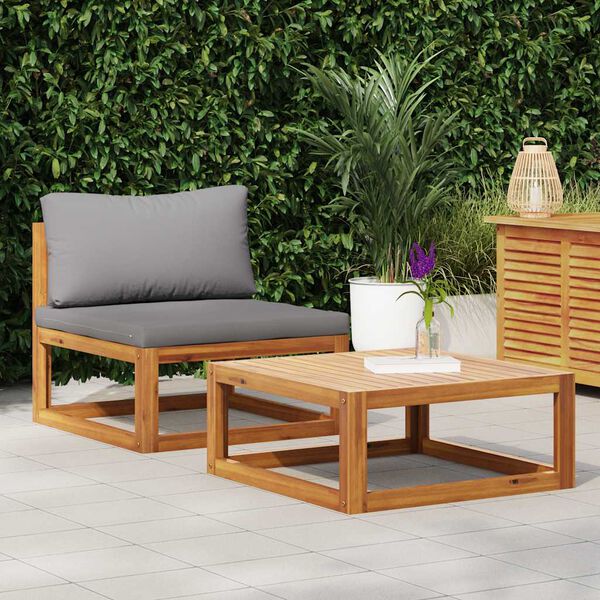 vidaXL Set Divani da Giardino 2 pz con Cuscini in Massello di Acacia