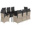 vidaXL Set Pranzo da Giardino 9pz con Cuscini Grigio Chiaro Polyrattan