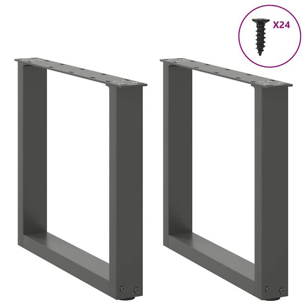 vidaXL Gambe per Tavolino da Caff&egrave; a Forma di U 2 pz Antracite 50x(42-43) cm Acciaio