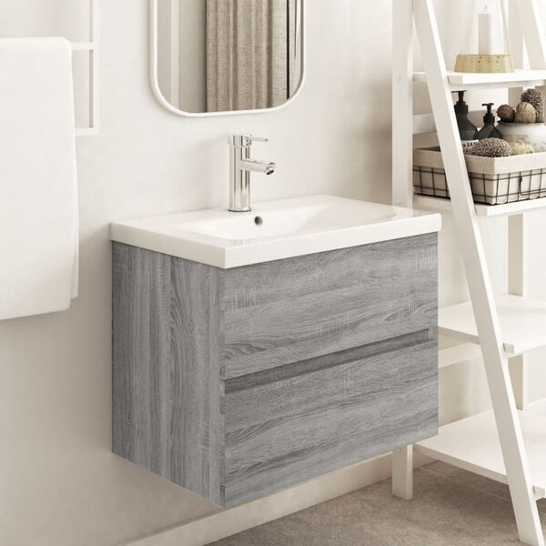 vidaXL Mobile Lavabo Grigio Sonoma 60x38,5x45 cm in Legno Multistrato