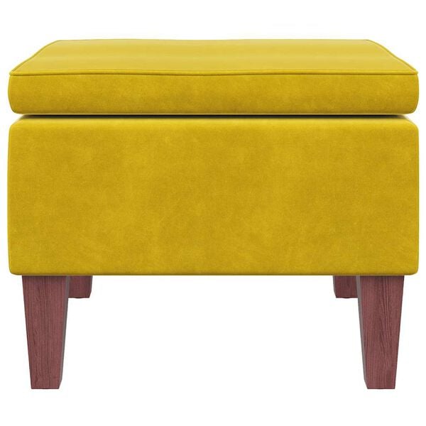 vidaXL Poggiapiedi con Gambe in Legno Giallo in Velluto