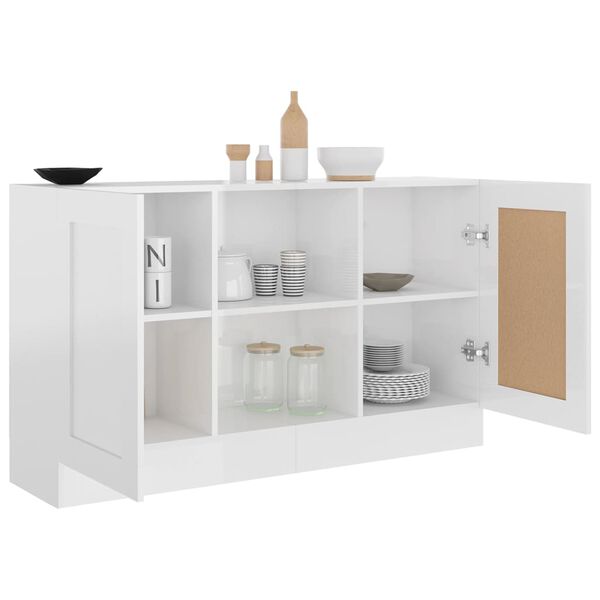 vidaXL Credenza Bianco Lucido 120x30,5x70 cm in Legno Multistrato