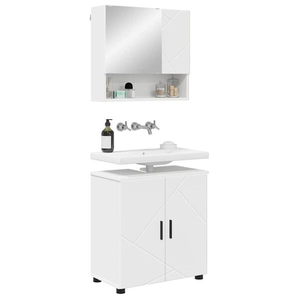 vidaXL Set di mobili per il bagno Montaggio a parete 2 pcs Bianco