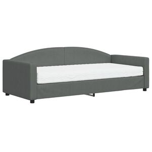 vidaXL Divano Letto con Materasso Grigio Scuro 90x200 cm in Tessuto