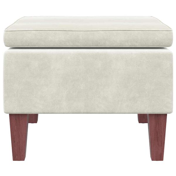 vidaXL Poggiapiedi con Gambe in Legno Crema in Velluto