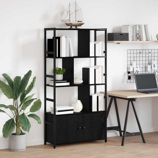 vidaXL Libreria Rovere Nero 80 x 30 x 155,5 cm Legno multistrato