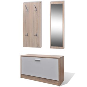 vidaXL Scarpiera in Legno Set 3 in 1 Rovere e Bianco