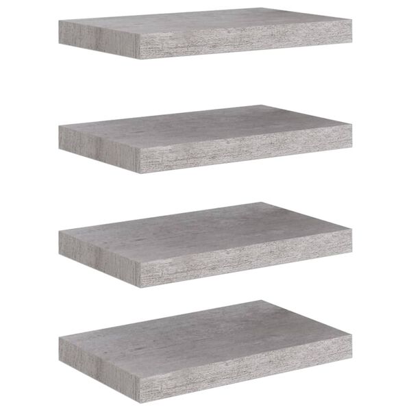 vidaXL Scaffali a Parete 4 pz Grigio Cemento 40x23x3,8 cm in MDF