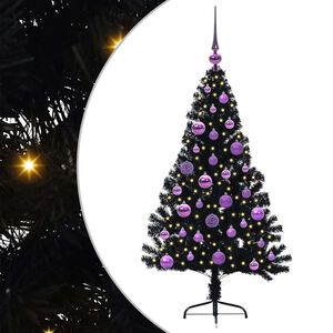 vidaXL Albero di Natale artificiale con luci integrate Nero 120 cm PVC