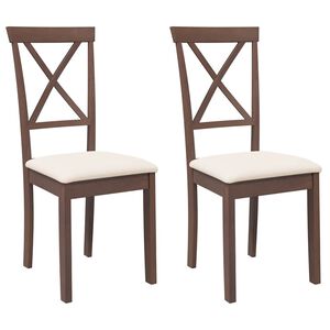 vidaXL Sedie da Pranzo con Cuscini 2pz Marrone Legno Massello di Hevea