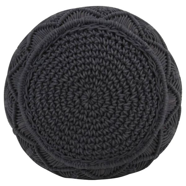 vidaXL Pouf Lavorato a Mano Macramé Antracite 45x30 cm in Cotone