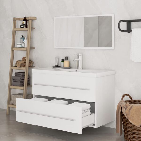 vidaXL Set Mobili da Bagno 3 pz Bianco