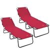 vidaXL Lettino prendisole pieghevole 2 pz Poliestere Rosso