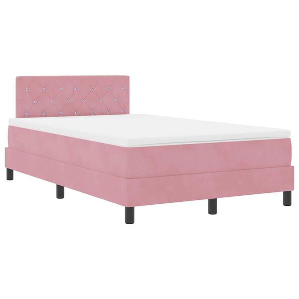 vidaXL Letto a molle con materasso Rosa 120 x 200 cm Velluto