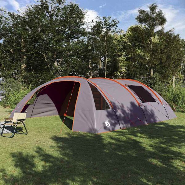 vidaXL Tenda a tunnel con tetto Grigio e arancione 700 x 590 x 215 cm