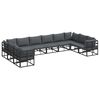 vidaXL Set Divano da Giardino 10 pz Nero Alluminio