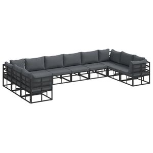 vidaXL Set Divano da Giardino 10 pz Nero Alluminio