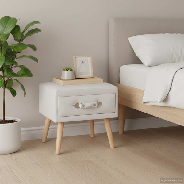 vidaXL Comodino Bianco 40x35x40 cm in Similpelle