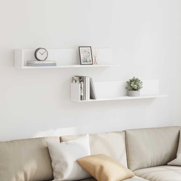 vidaXL Mensole a Muro 2 pz Bianche 100x16,5x16,5 cm in Truciolato