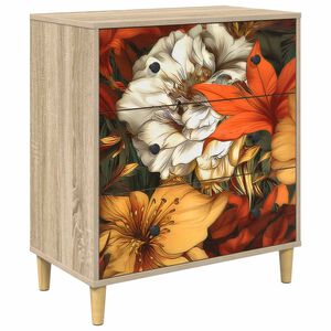 vidaXL Cassettiera GENNEP stampa a gigli 66 x 36,5 x 75 cm Sonoma