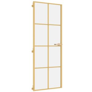 vidaXL Porta Interni Sottile Oro 76x201,5cm Vetro Temperato Alluminio