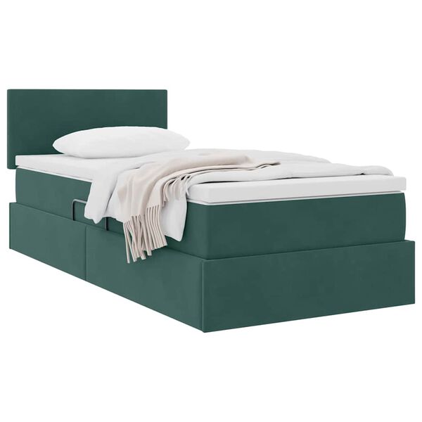 vidaXL Letto con Contenitore Verde Scuro 90 x 190 cm Velluto