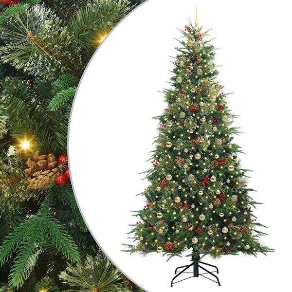 vidaXL Albero di Natale Artificiale con Rami Pieghevoli Verde 240 cm