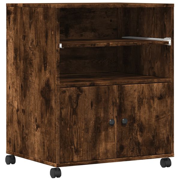 vidaXL Supporto per Stampante con Ruote Rovere Fumo 60x48x74 cm