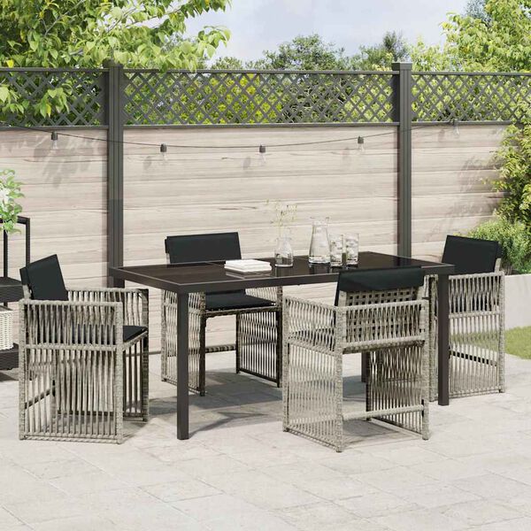 vidaXL Set da Pranzo per Giardino 5 pcs Grigio chiaro polyrattan