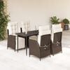 vidaXL Set da Pranzo da Giardino 5pz con Cuscini in Polyrattan Marrone