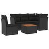 vidaXL Set Divano da Giardino 6 pz con Cuscini Nero in Polyrattan