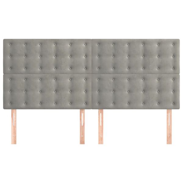 vidaXL Testiera Grigio Chiaro 160x5x118/128 cm Velluto